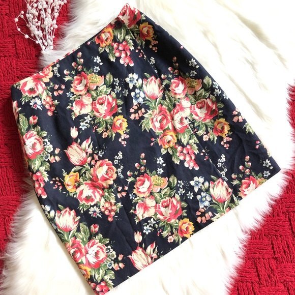 Linen Blend Brooks Brothers Floral Wrap Skirt 10 - Picture 6 of 7